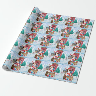 Jack Russell Dog in het sneeuwbalhuis Cadeaupapier
