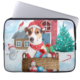 Jack Russell Dog in het sneeuwbalhuis Laptop Sleeve
