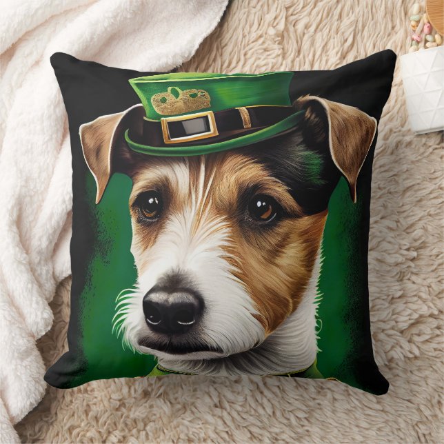Jack Russell Dog in St. Patrick's Day Dress Kussen (Deken)