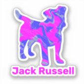 Jack Russell Dog Silhouette Hot Pink & Blue Sticker (Voorkant)