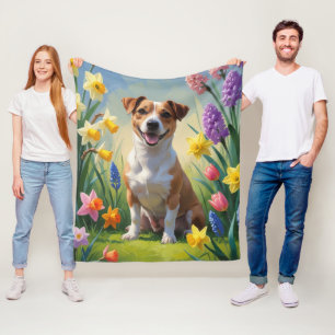 Jack Russell Dog Spring Bloemen Schilderen Fleece Deken