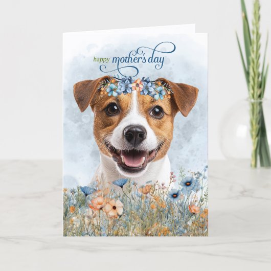 Jack Russell Dog Wildflowers Mother's Day Feestdagen Kaart (Voorkant)