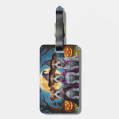 Jack Russell Dogs Pumpkin Halloween Grappig Bagagelabel (Achterkant verticaal)