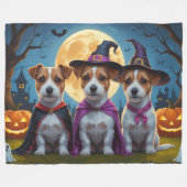 Jack Russell Dogs Pumpkin Halloween Grappig Fleece Deken (Voorkant (Horizontaal))