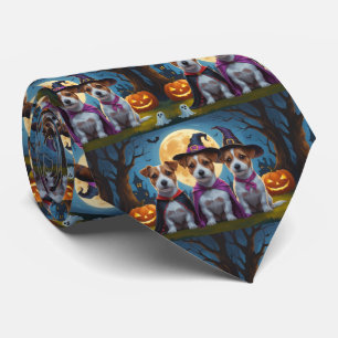 Jack Russell Dogs Pumpkin Halloween Grappig Stropdas