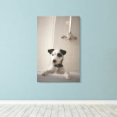 Jack russell doodsbang. canvas afdruk (Insitu (Houten vloer))