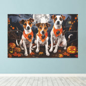 Jack Russell Halloween Spooky Canvas Afdruk (Insitu (Houten vloer))