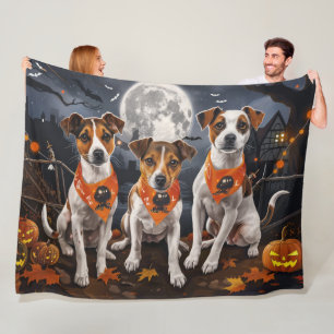 Jack Russell Halloween Spooky Fleece Deken