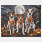 Jack Russell Halloween Spooky Fleece Deken (Voorkant (Horizontaal))
