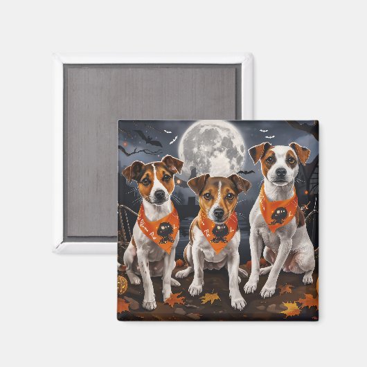 Jack Russell Halloween Spooky Magneet (Voorkant / Achterkant)