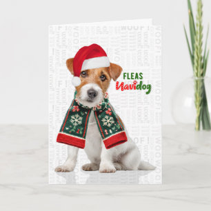 Jack Russell-hond Grappige Vlooien Navidog Kerstmi Feestdagen Kaart
