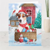 Jack Russell-hond in sneeuw Kerstmis Hondenhok Kaart (Voorkant)