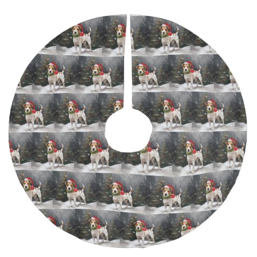 Jack Russell Hond in Sneeuw Kerstmis Kerstboom Rok (Voorkant)