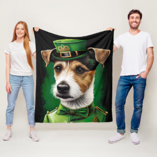 Jack Russell-hond in St. Patrick's Day-jurk Fleece Deken