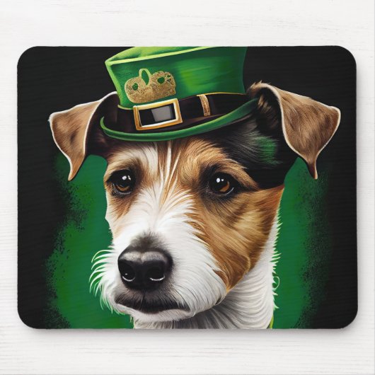 Jack Russell-hond in St. Patrick's Day-jurk Muismat (Voorkant)