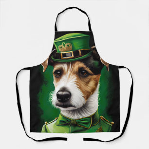 Jack Russell-hond in St. Patrick's Day-jurk Schort