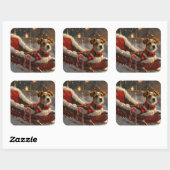 Jack Russell Hond Kerstfeest Vierkante Sticker (Vel)