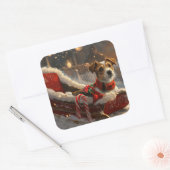 Jack Russell Hond Kerstfeest Vierkante Sticker (Envelop)