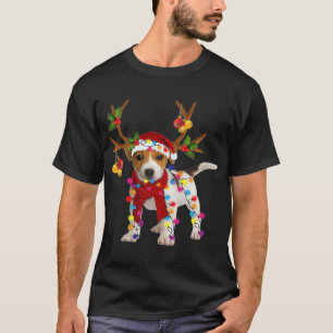 Jack russell hond prachtig rendier kerstlicht t-shirt