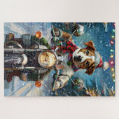Jack Russell Hond Rijden Motorfiets Kerstmis Legpuzzel (Horizontaal)