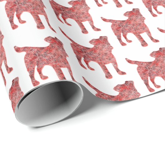 Jack Russell Hond Silhouet Kerstmis Wit Cadeaupapier (Rol Hoek)