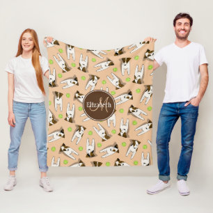 Jack Russell honden perzik of elke kleur monogramm Fleece Deken