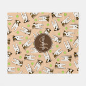 Jack Russell honden perzik of elke kleur monogramm Fleece Deken (Voorkant (Horizontaal))