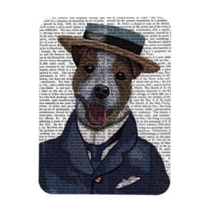 Jack Russell in Boater 2 Magneet
