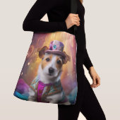 Jack Russell in kleurrijke kleding Crossbody Tas (Dichtbij)