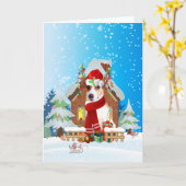 Jack Russell in sneeuw met kerstcadeaus Kaart (Gele Bloem)