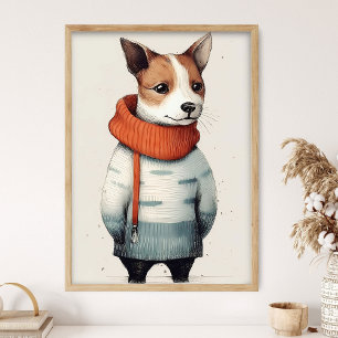 Jack Russell in truiprint, grappige hond decor Poster