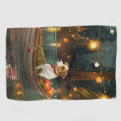 Jack Russell Kerst Feestelijke reis Golfhanddoek (Horizontaal)