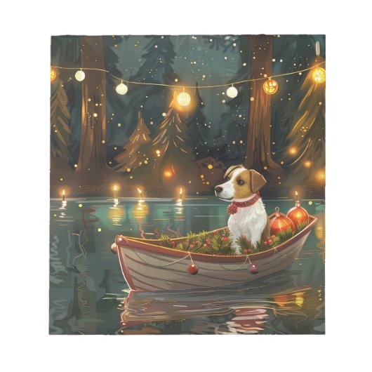 Jack Russell Kerst Feestelijke reis Notitieblok (Voorkant)