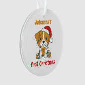 Jack Russell kerstbaby's eerste kerstkerstkerstfee Ornament (voorkant)