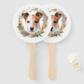 Jack Russell Kerstkrans feestelijke pup Handwaaier (Voorkant en achterkant)