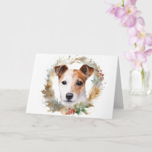 Jack Russell Kerstkrans feestelijke pup Kaart