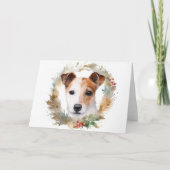 Jack Russell Kerstkrans feestelijke pup Kaart (Voorkant)