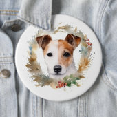 Jack Russell Kerstkrans feestelijke pup Ronde Button 6,0 Cm (In situ)