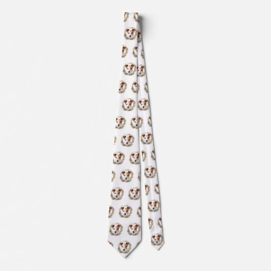 Jack Russell Kerstkrans feestelijke pup Stropdas (Voorkant)