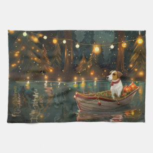 Jack Russell Kerstmis Feestelijke Reis Theedoek