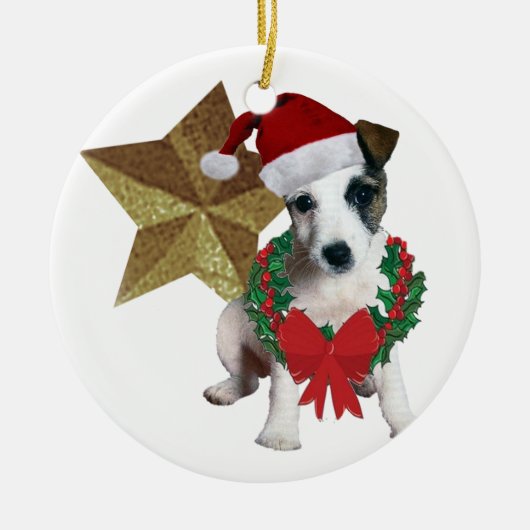 Jack Russell kerstster Keramisch Ornament (Voorkant)