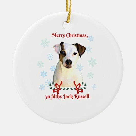 Jack Russell kerstversiering Keramisch Ornament (Voorkant)
