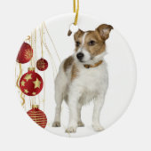 Jack Russell kerstversiering Keramisch Ornament (Voorkant)