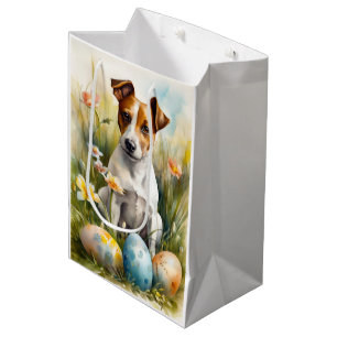 Jack Russell met Pasen Eieren Medium Cadeauzakje