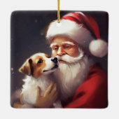 Jack Russell Met Sinterklaas Feestelijke Kerstmis Keramisch Ornament (Achterkant)