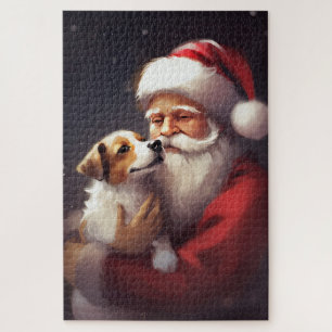 Jack Russell Met Sinterklaas Feestelijke Kerstmis Legpuzzel