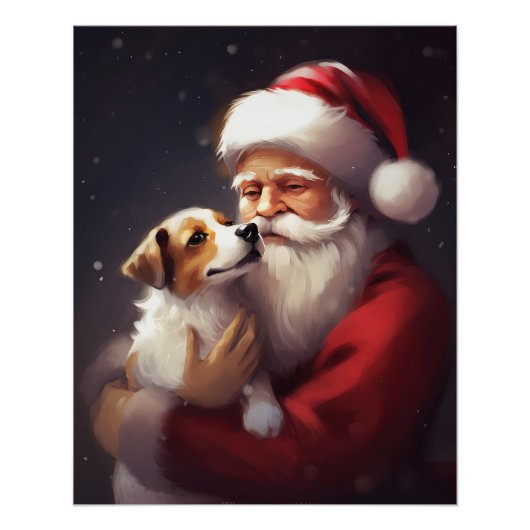 Jack Russell Met Sinterklaas Feestelijke Kerstmis Perfect Poster (Voorkant)