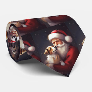 Jack Russell Met Sinterklaas Feestelijke Kerstmis Stropdas