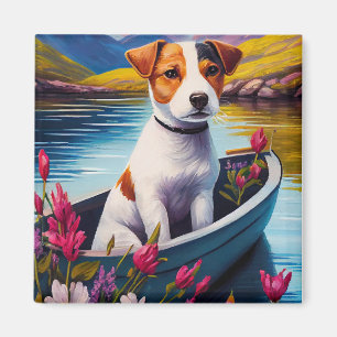 Jack Russell op een peddel: een landschappelijk av Magneet
