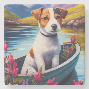 Jack Russell op een peddel: Een landschappelijk av Stenen Onderzetter